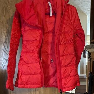 lululemon athletica Women's Red Quilted Hooded Puffer Jacket